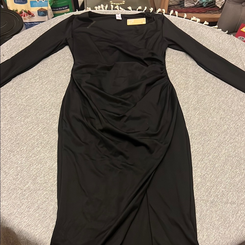 Black Bodycon Long Sleeve Cocktail Dress